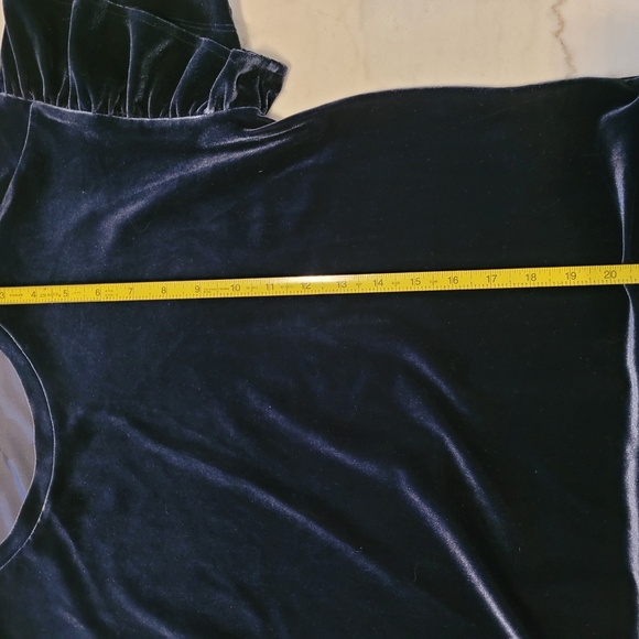 Madewell Velvet Blue Ruffle Sleeve Blouse Size Medium - Picture 5 of 9